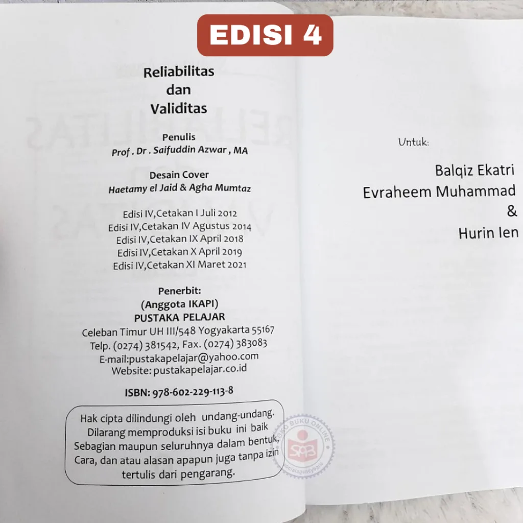 Reliabilitas dan Validitas - Saifuddin Azwar